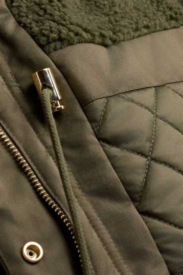 Femmes - Parka à capuche - rembourrée - vert foncé