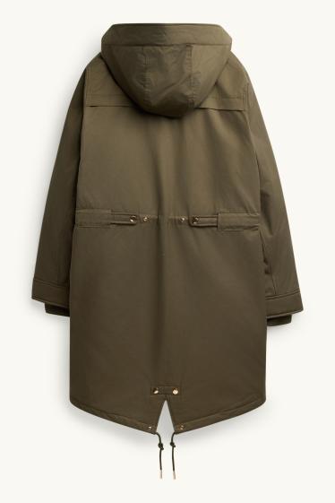 Femmes - Parka à capuche - rembourrée - vert foncé