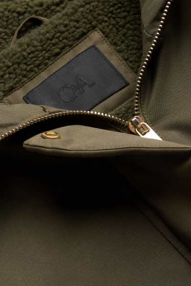 Femmes - Parka à capuche - rembourrée - vert foncé