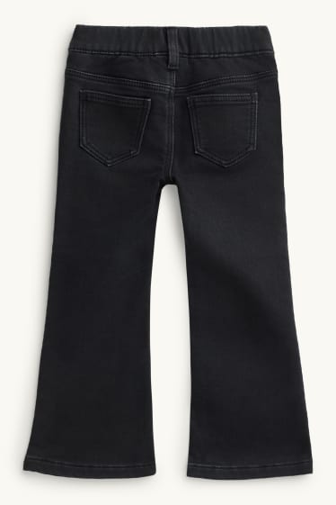 Děti - dívky - Hvězdy - flared jeans - termo džíny - černá