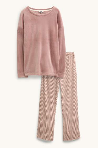 Dames - Fleece pyjama - bruin / beige