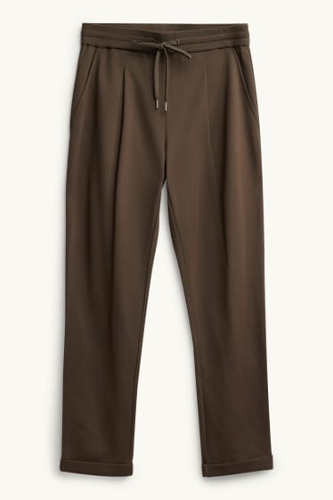 Femei - Pantaloni de stofă - talie medie - tapered fit - maro închis