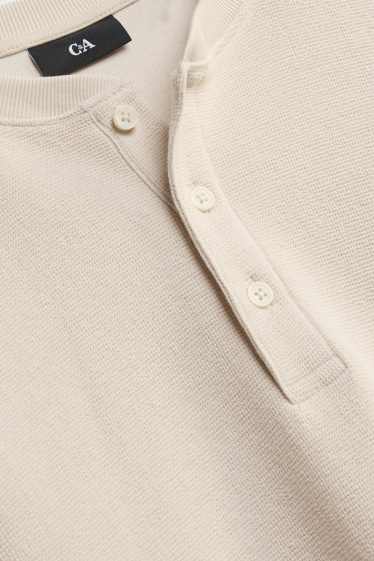 Bărbați - Tricou cu mânecă lungă - regular fit - structurat - crem
