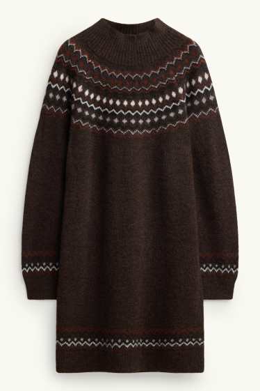 Donna - Vestito in maglia - straight fit - fantasia - marrone scuro