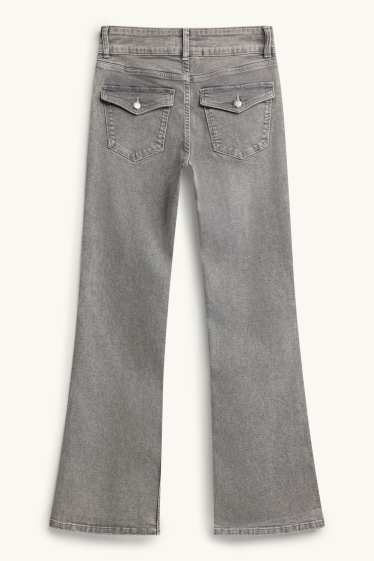 Femei - Flared jeans - talie medie - denim-gri