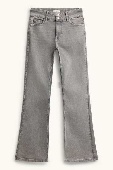 Femei - Flared jeans - talie medie - denim-gri
