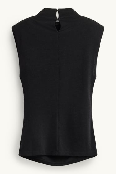Dames - Blousetop - glanseffect - zwart