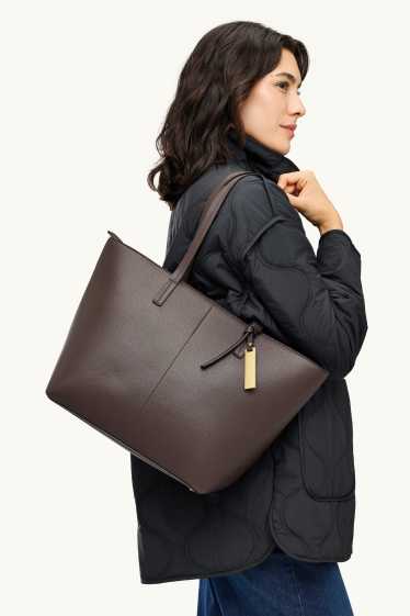 Women - Large shopper - faux leather - brown