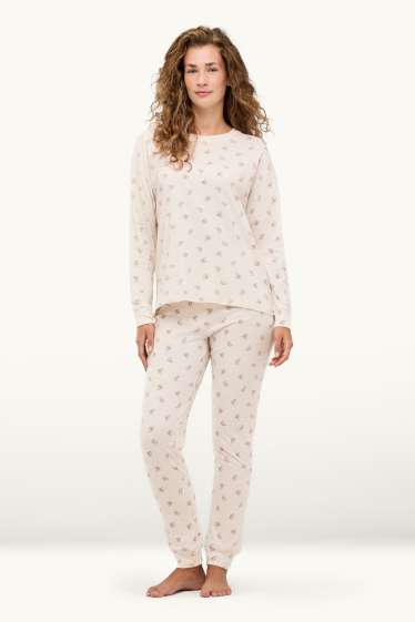 Damen - Pyjama - gemustert - beige