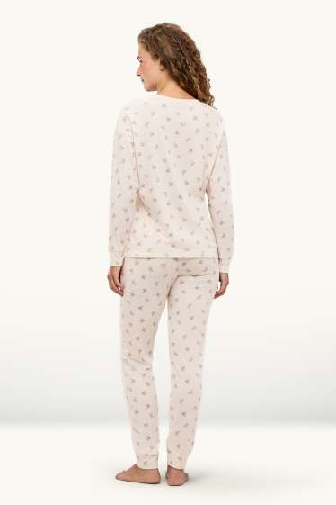 Damen - Pyjama - gemustert - beige