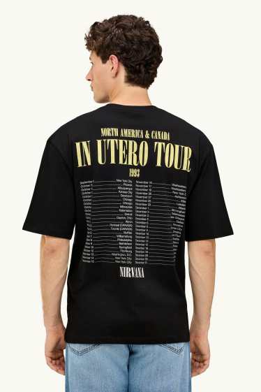 Herren - T-Shirt - Oversized - Nirvana - schwarz / gold