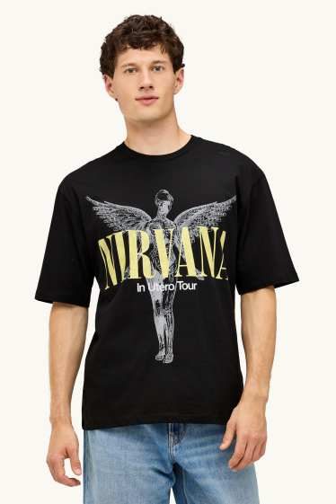 Herren - T-Shirt - Oversized - Nirvana - schwarz / gold