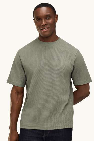 Herren - T-Shirt - Relaxed Fit - strukturiert - grün