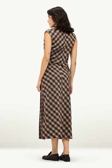 Women - Skirt - check - beige / brown