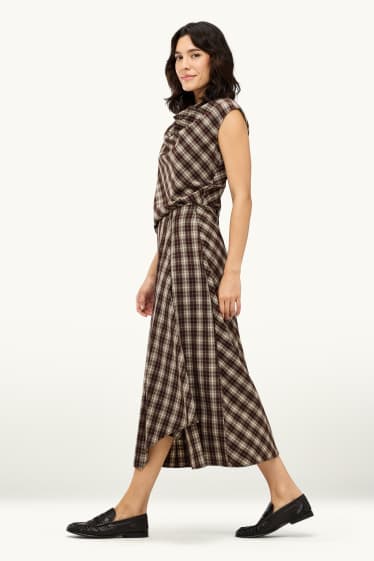 Women - Skirt - check - beige / brown
