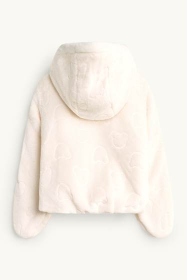 Baby Jungen - Teddy - Baby-Kunstfell-Jacke mit Kapuze - beige