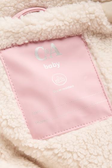 Baby Mädchen - Katze - Baby-Regenjacke mit Kapuze - gefüttert - wasserdicht - hellrosa