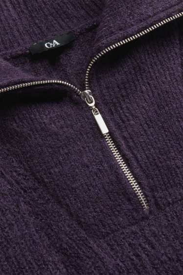 Damen - Strickkleid - Straight Fit - gerippt - violett