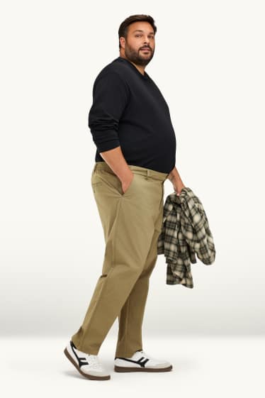 Pánské - Kalhoty chino - tapered fit - světle hnědá