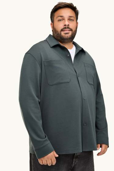 Men - Shirt jacket - relaxed fit - kent collar - khaki
