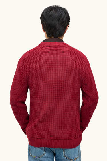 Men - Jumper - textured - red