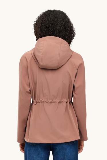 Dona - Jaqueta softshell amb caputxa - resistent a l’aigua - 4 Way Stretch - salmó