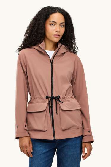 Dona - Jaqueta softshell amb caputxa - resistent a l’aigua - 4 Way Stretch - salmó