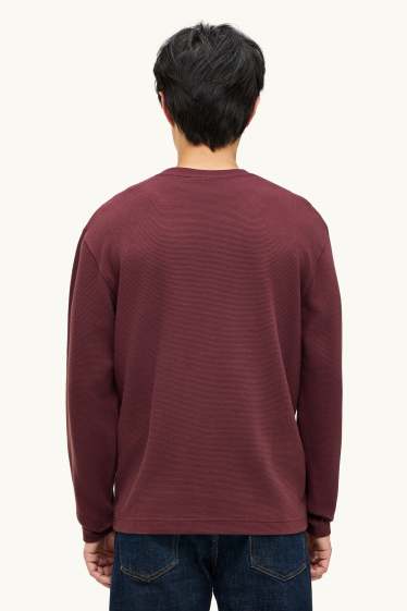 Bărbați - Tricou cu mânecă lungă - relaxed fit - reiat - bordo