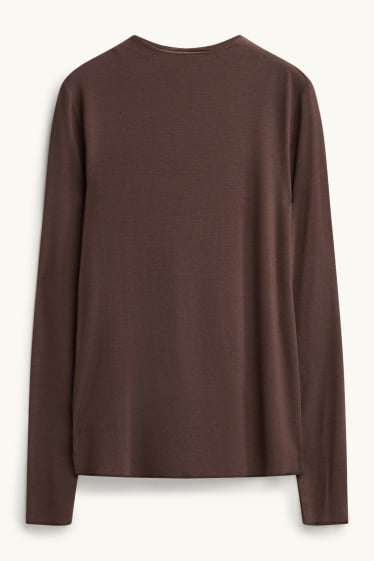Women - Base layer top with cashmere content - brown