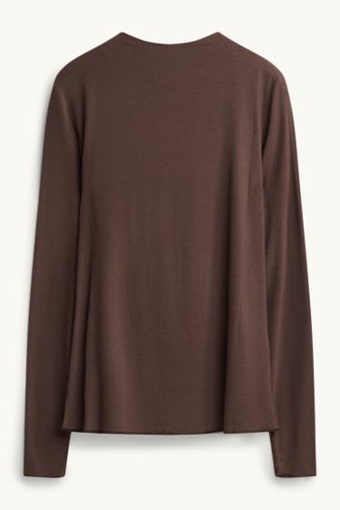 Women - Base layer top with cashmere content - brown