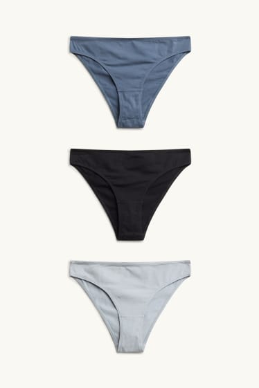 Dames - Set van 3 - slip - lichtblauw