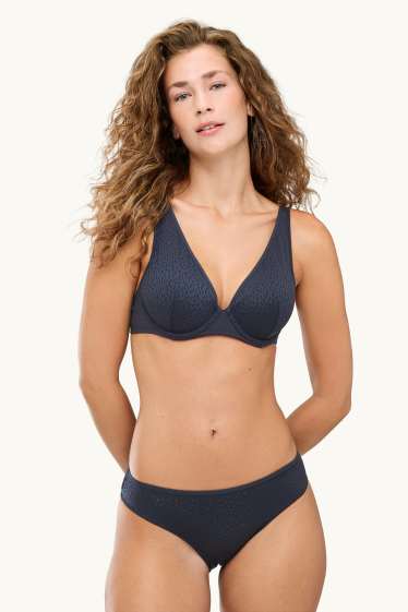 Dames - Slip - met structuur - donkerblauw
