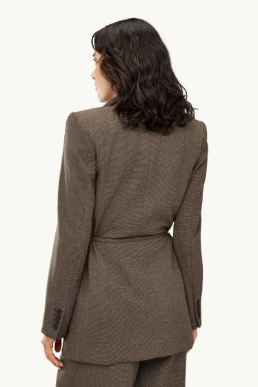 Damen - Longblazer - Regular Fit - strukturiert - dunkelbraun