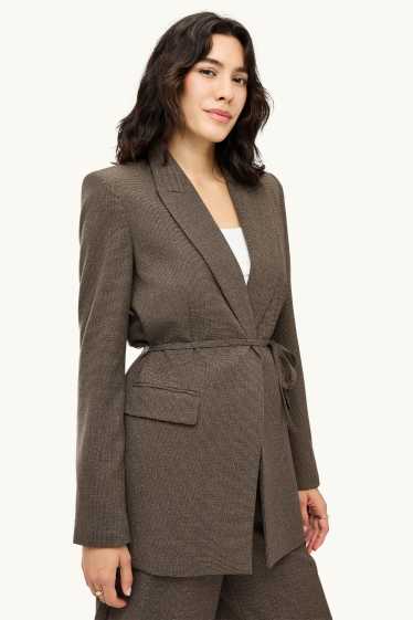 Damen - Longblazer - Regular Fit - strukturiert - dunkelbraun
