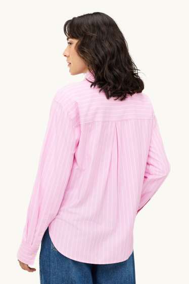 Femmes - Chemise - à rayures - rose clair