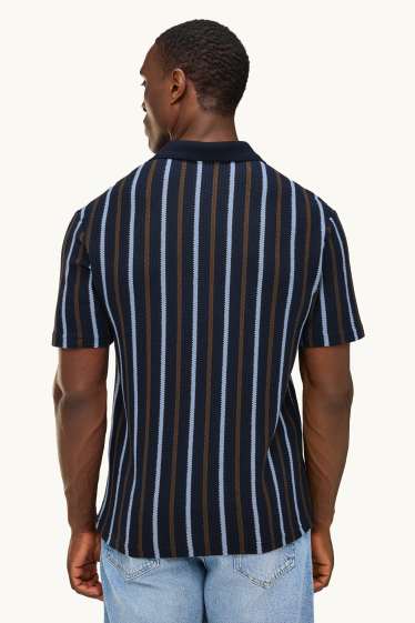 Home - Polo - relaxed fit - de ratlles - texturat - blau fosc