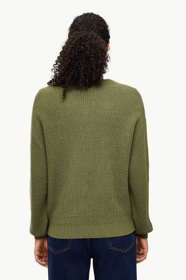 Damen - Pullover - gerippt - grün