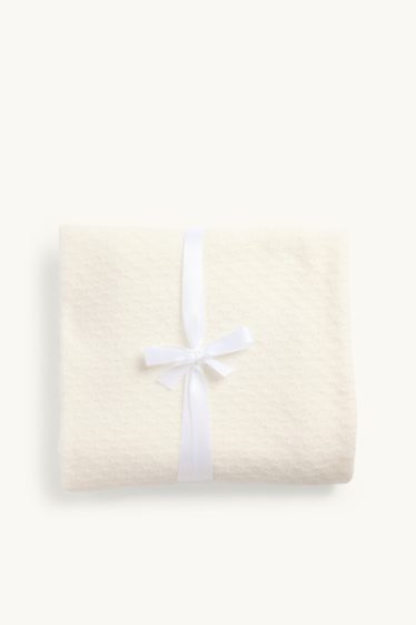 Baby: meisjes - Babydeken - met structuur - 100 x 85 cm - crèmekleurig