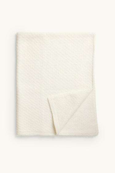 Baby: meisjes - Babydeken - met structuur - 100 x 85 cm - crèmekleurig