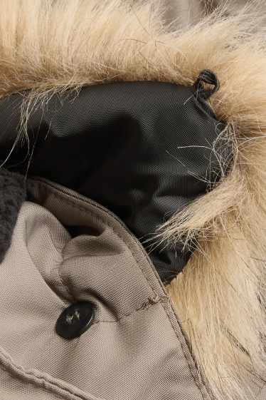 Děti - chlapci - Parka s lemem z umělé kožešiny - s výplní - vodotěsná - taupe