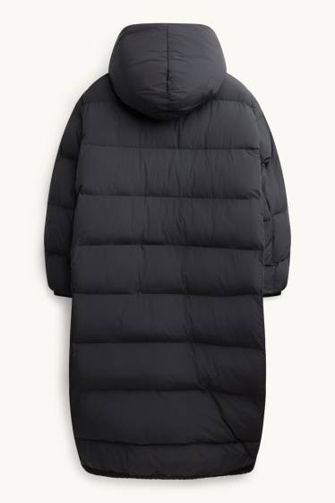 Donna - Cappotto trapuntato con cappuccio - foderato - idrorepellente - nero