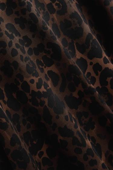 Dona - Samarreta de mànigues curtes - relaxed fit - estampat de lleopard - marró fosc