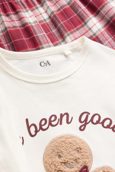 Kinder Jungen - Mini Me - Lebkuchenmann - Kinder-Weihnachts-Pyjama - 2 teilig - cremeweiss