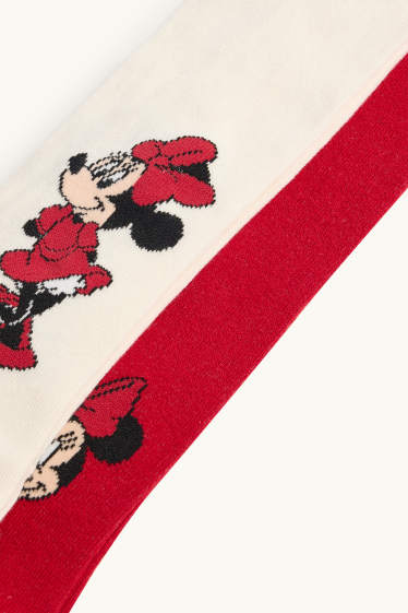 Enfants filles - Lot de 2 - Minnie Mouse - collants - rouge / blanc crème