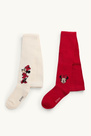 Enfants filles - Lot de 2 - Minnie Mouse - collants - rouge / blanc crème