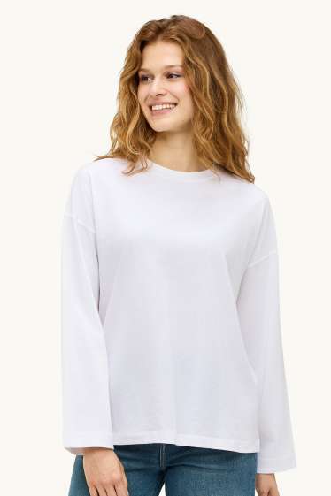 Dames - Longsleeve - relaxed fit - wit