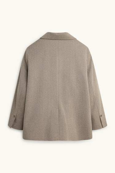 Dames - Lange blazer - regular fit - met patroon - beige
