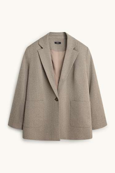 Dames - Lange blazer - regular fit - met patroon - beige
