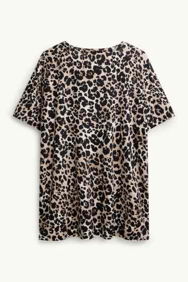 Femmes - T-shirt - relaxed fit - imprimé léopard - noir / beige