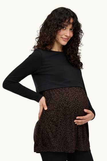 Damen - Still-Kleid - Leo-Print - schwarz
